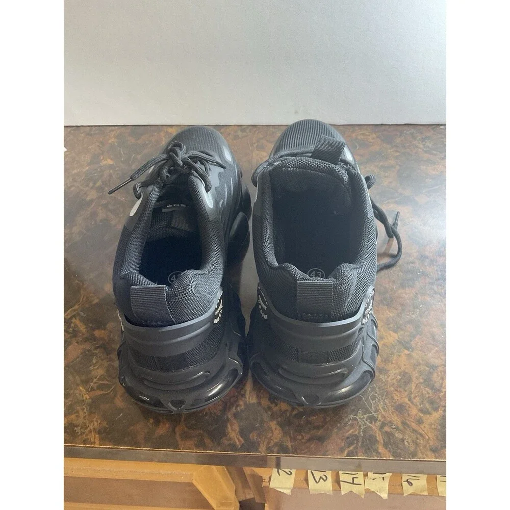 Hogent Work Shoes Womens 10.5 Black Steel Toe Lace Up Chunky Soles Industrial